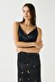 Luna Touch Slit Detailed Satin Nightgown Navy Blue - 2