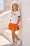 Girl's Ruffled Knitted Shorts - Orange 26391- - 3