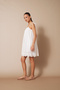 Short Dress with Pleats and Lace Detail, Ecru - 2