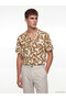 Nevavm Regular Fit Resort Collar Patterned Men's Shirt with Difference