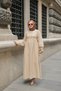Women's Side Tie Detailed Crew Neck Dress Cream