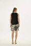 21517 Black Beige Patchwork Tropical Patterned Thick Strap Shorts Set - 3