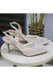White Floral Tulle Detailed Ankle-Strapped Bridal Shoes - 4