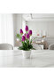 Zeem Purple & Green Artificial Tulip Bouquet in White Plastic Vase | 33 cm | Premium Faux Floral Décor - 2