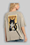 100 Cats for Cat Lovers Printed Beige Oversize T-Shirt 100% Cotton Unisex Cat Lover Premium Design - 3