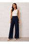 Hayal 27506-26 Women's High Waist Velcro Wide Leg Fabric Trousers