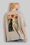 For the Love of Cats 82 Cats Printed Beige Oversize T-Shirt 100% Cotton Unisex Cat Lover Premium Design - 3