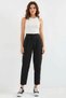 Women's High Waist Striped Black Trousers - 8