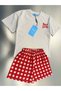 Girl's Strawberry Print T-Shirt and Shorts Set - Summer 2-Piece Set with Square Pattern Shorts - 6