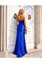 Cobalt Blue Stone Detailed Slit Satin Evening Dress 583404 - 4