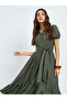 Green Wrap Maxi Dress with Puff Sleeves - 2