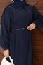 Belted Balloon Sleeve Shirt Collar Dress - 6