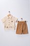 Animal Kingdom Embroidered Muslin Shirt and Armor Shorts Men's Set - 2