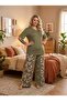 New Season Women's Khaki Special Design Short Sleeve Summer Cotton Combed Cotton Plus Size (Oversize) Pajama Set - 8