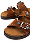 Women's Genuine Leather Tan Suede Flat Slippers - 3