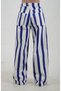 Blue Striped Palazzo Denim Trousers - 6