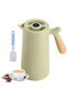 Thermal Flask Set with Cleaning Brush - 1L Flask for Hot Water, Temp Display & Bamboo Handle, Vacuum Insulated (24H Hot/Cold Retention) - Set of 2
