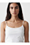 White U-Neck Rope Strap Women's Tank Top - 3