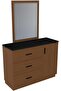 Pera Dresser with Mirror | Durable Vanity Table | Dressing Makeup DeskL120xW44.5xH181.5cm - Walnut/Black Marble - 3