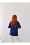Women's Navy Blue Laser Cut V-Neck Short Front Long Back T-Shirt Nj161 - 3