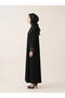 Abaya Ferace Handcrafted Beaded Stone Flower Embroidered Satin Shawl Collar Belted 9647-26 - Black - 2