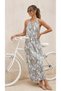 Green Shawl Patterned Women's Dress with Tassels - 2
