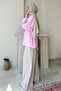 Dekta Cotton Fabric Brooch Belted Hijab Shirt - Pink Standard (38-42 Compatible) - 2