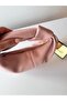 Women's Pink Powder Knot Handle Soft Textured Handbag Modern Croissant Model - 3