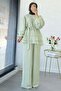 Premium Ruffle Detailed Tulle Modal Double Set - Green - 2