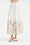 Women's Skirt with Floral Print Detail at the Hem and Elastic Waist Design Long Skirt
