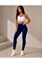 Navy Blue Women's Patterned Diving Fabric Leggings – High Waist, Tummy Control - 4