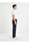Men's Anthracite Straight Baggy Fit Relaxed Cut 100% Cotton Jean Denim Trousers - 2