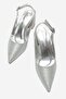 Women's Plain Heel Covered Heel Shoes; Silver Glitter - 5