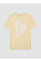 Beige Sequin Embroidered 100% Cotton Women's T-Shirt - 5