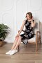 Women's Patterned Slit Bodycon Combed Cotton/Viscose Casual Dress - 7