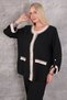 Plus Size (50-56) Chanel Button Detail Crew Neck Long Sleeve Women's Blouse
