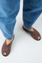 Jimena Women's Genuine Leather Flat Open-Front Detailed Sabo Brown Slippers - 7