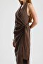 Luna Double-Breasted Tie-Up Brown Dress - 4