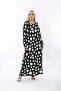 Women's Plus Size Black Point Patterned Viscose Combed Cotton Stylish Dress