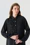 تونيك جاكار أسود طويل غير متماثل بطبقات متعددة 1642 - 5
