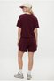 Women's Molly 100% Cotton Elastic Waist Shorts Crop T-Shirt Knitted Burgundy Bottom Top Set - 5