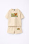 Super Bear Adventure Super Bear Printed Oversize 100% Cotton T-Shirt Shorts 2-Piece Children's Set - 2