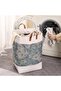 Laundry Hamper Sorter Bin, Large Foldable Linen Laundry Basket Organizer with Leather Handles, Patchwork Clothes Hamper for Dirty Laundry & Storage - 4