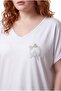 Women's Plus Size White Blouse with Tulle Detail on the Back and Stones - 4