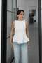 White Strappy Blouse with Bow and Ruffles - 2