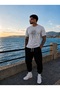 Unisex Wide-Let T-Shirt and Trackpants Set with Sticker Print
