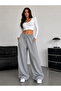 Triple Black Gray Navy Blue Women's Wide Leg Sweatpants - 3