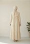 Ecru Women's 100% Cotton Muslin Fabric Dress Buttoned Shirt Collar Long Hijab Dress Anti-Sweat Summer Dress - 5