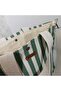 Beach Bag, Picnic Bag, Baby Care Bag, Green Striped, 100% Linen, Double Handle, with Pockets - 4