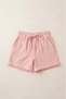 Light Pink Women's 100% Cotton Muslin Fabric Shorts with Elastic Waist, Double Pockets, Comfortable Cut, Summer Shorts - 6